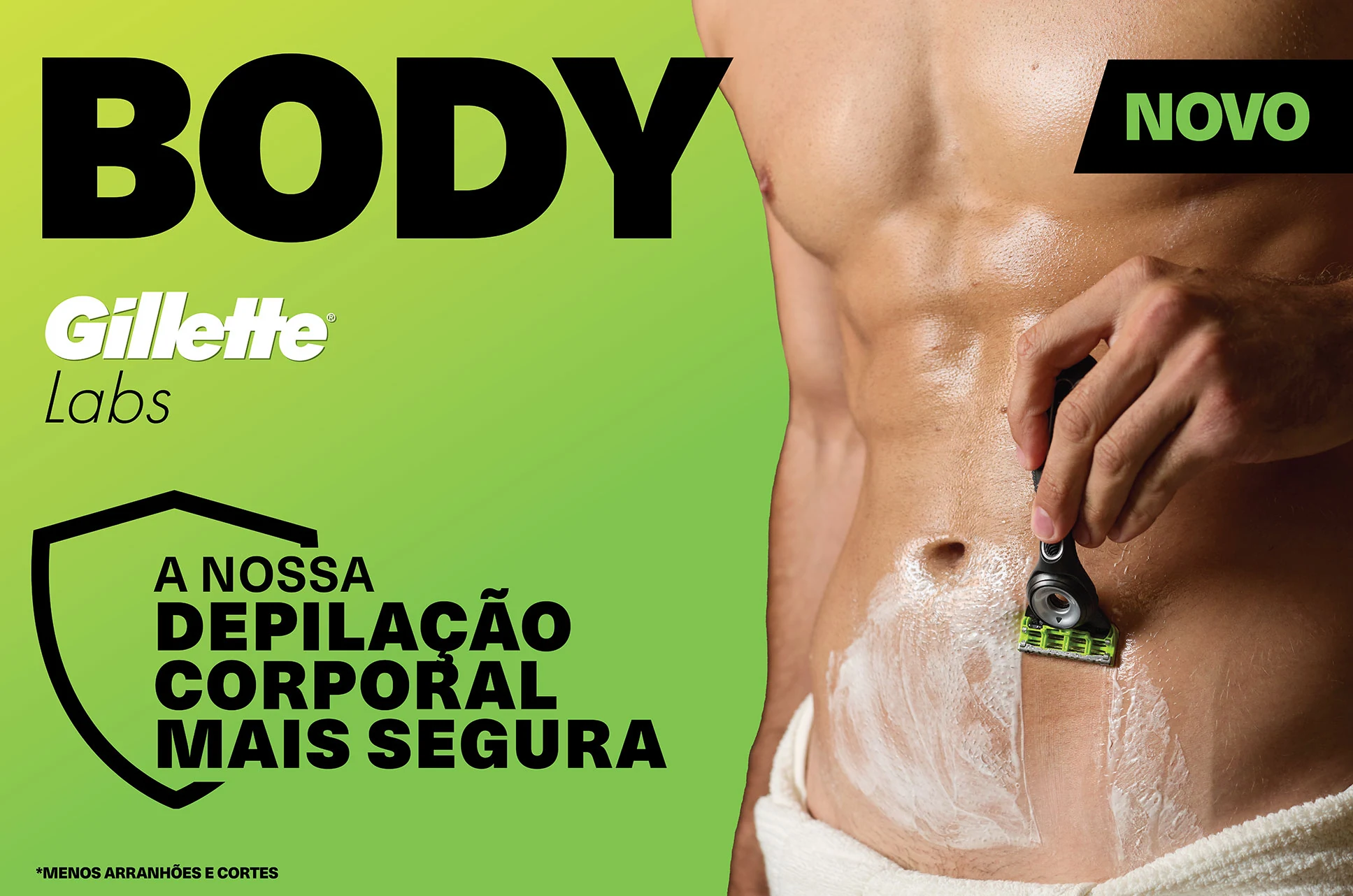 Gillette Labs Body campaign key visual with product and ambassador