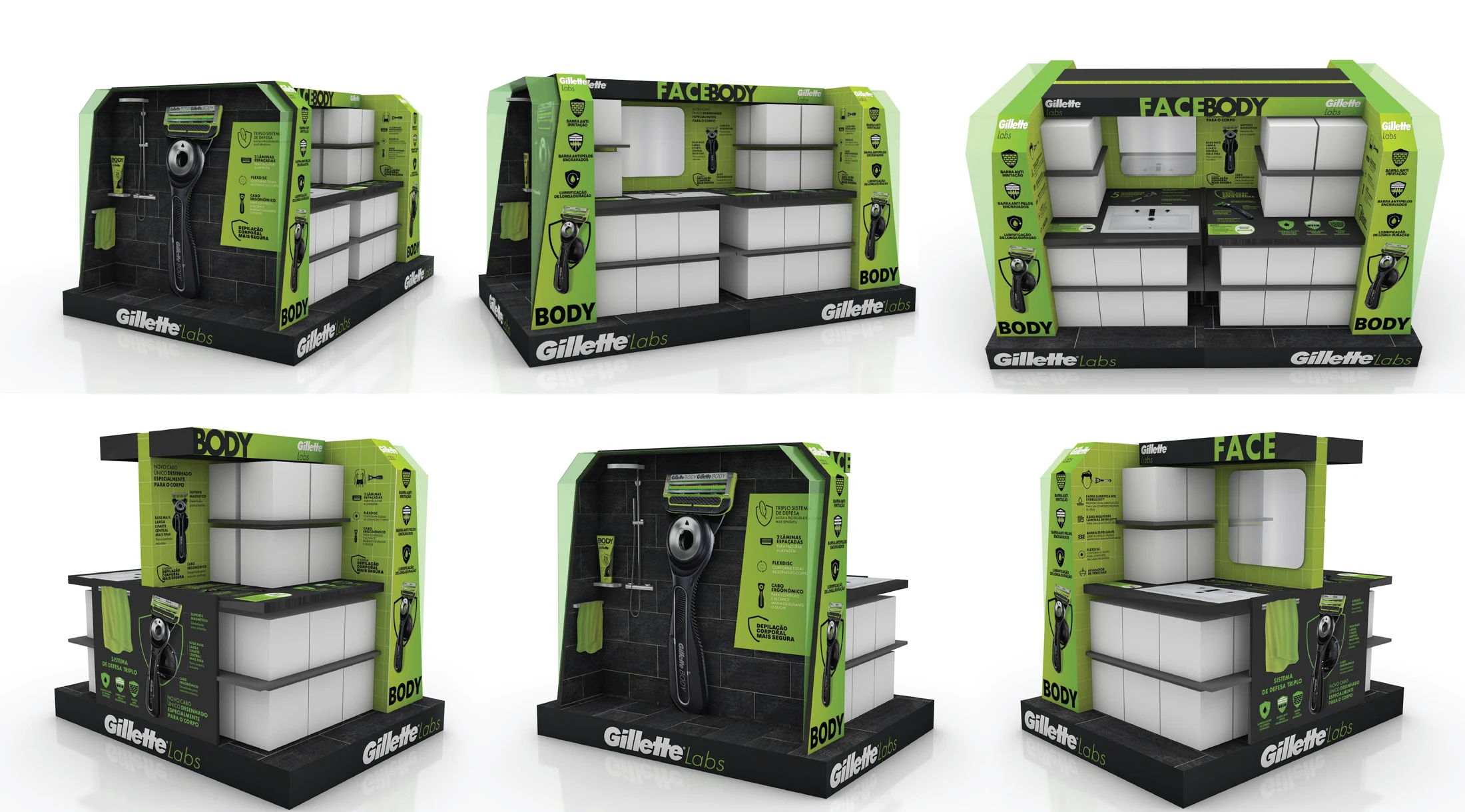 Gillette Labs Body retail islands and product display units