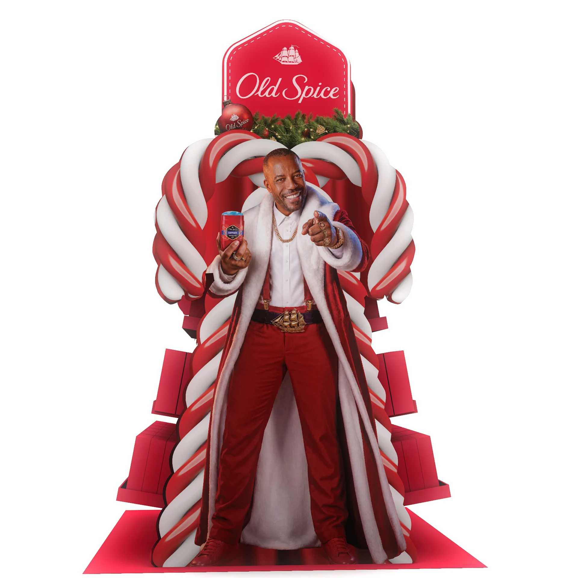 Old Spice Santa-shaped freestanding retail display