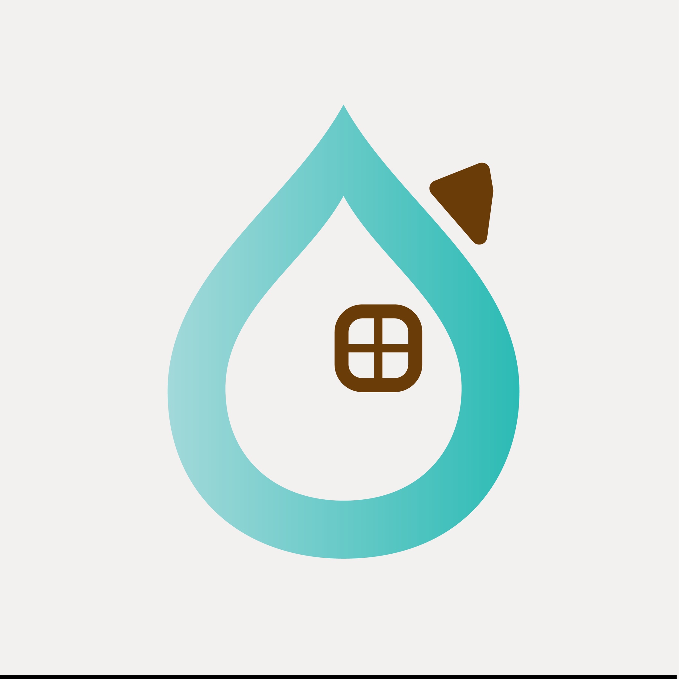 Aldeias do Conhecimento symbol combining a water droplet and village house