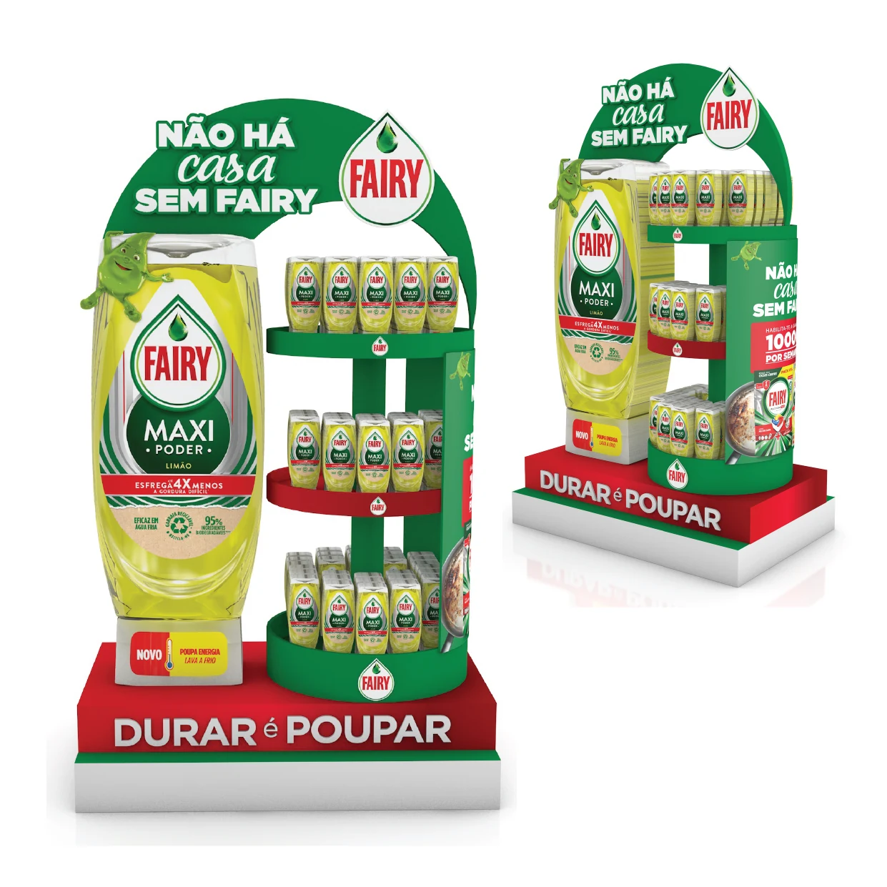 Fairy product displays with colourful seasonal campaign graphics