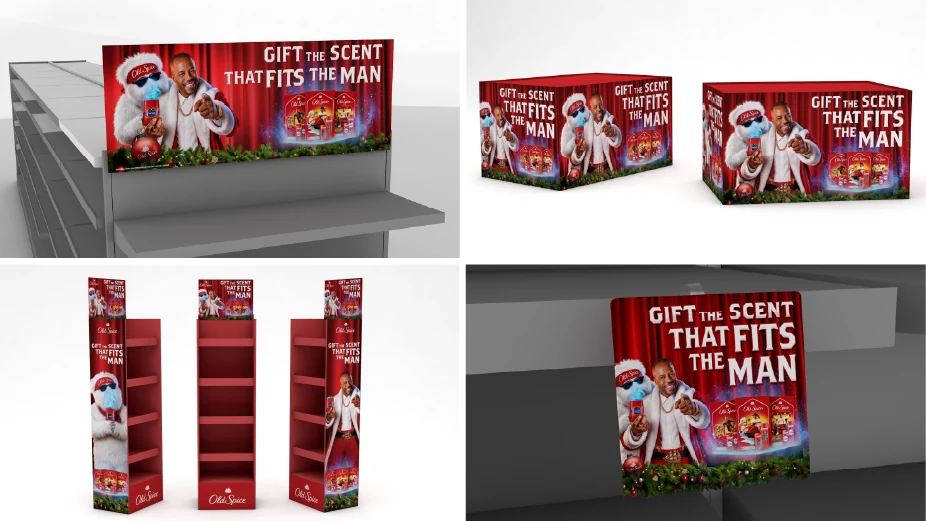 Old Spice Christmas campaign adapted to retail panels and displays