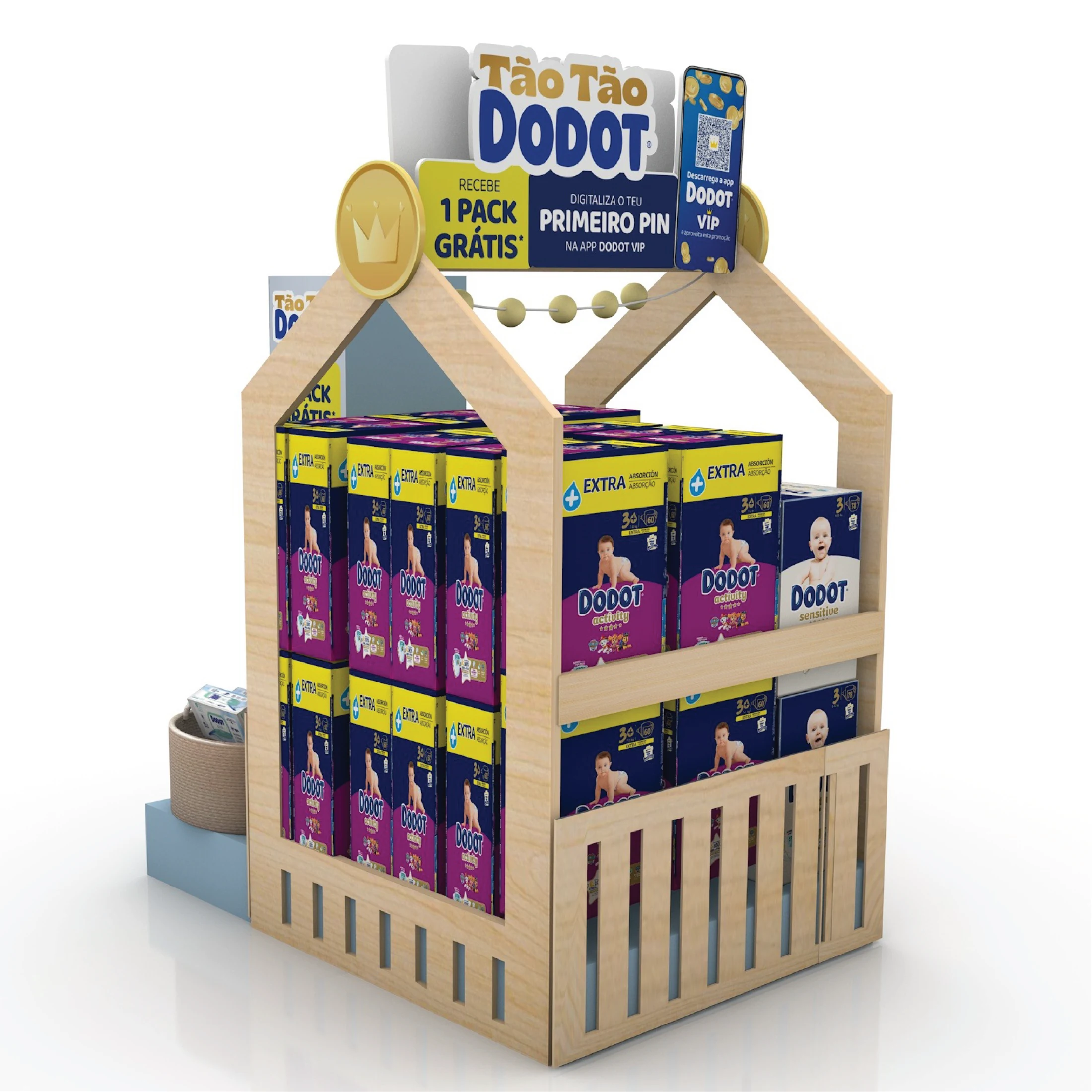 Dodot house-shaped wooden retail display
