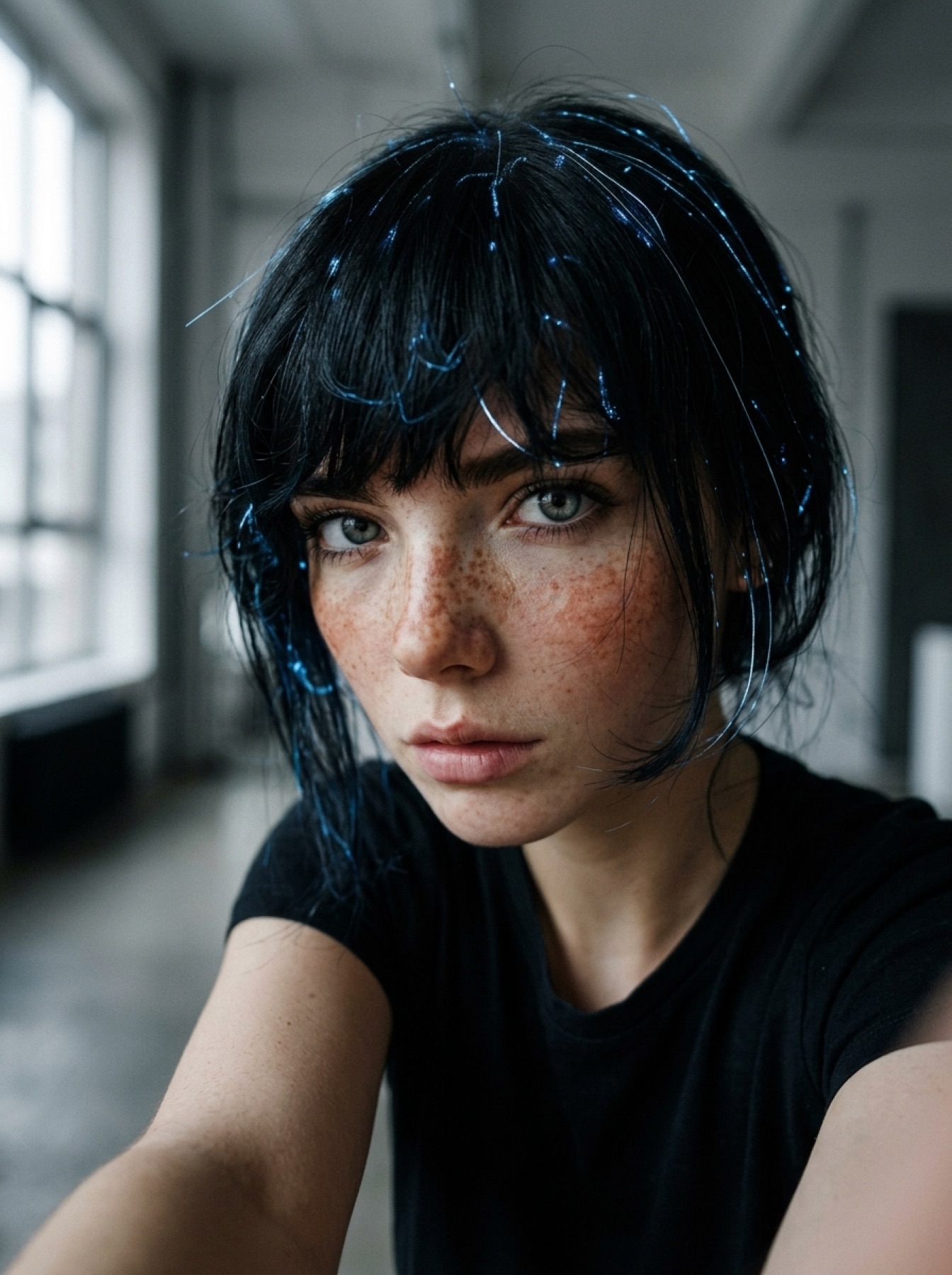 Close-up portrait of Aria with short dark hair